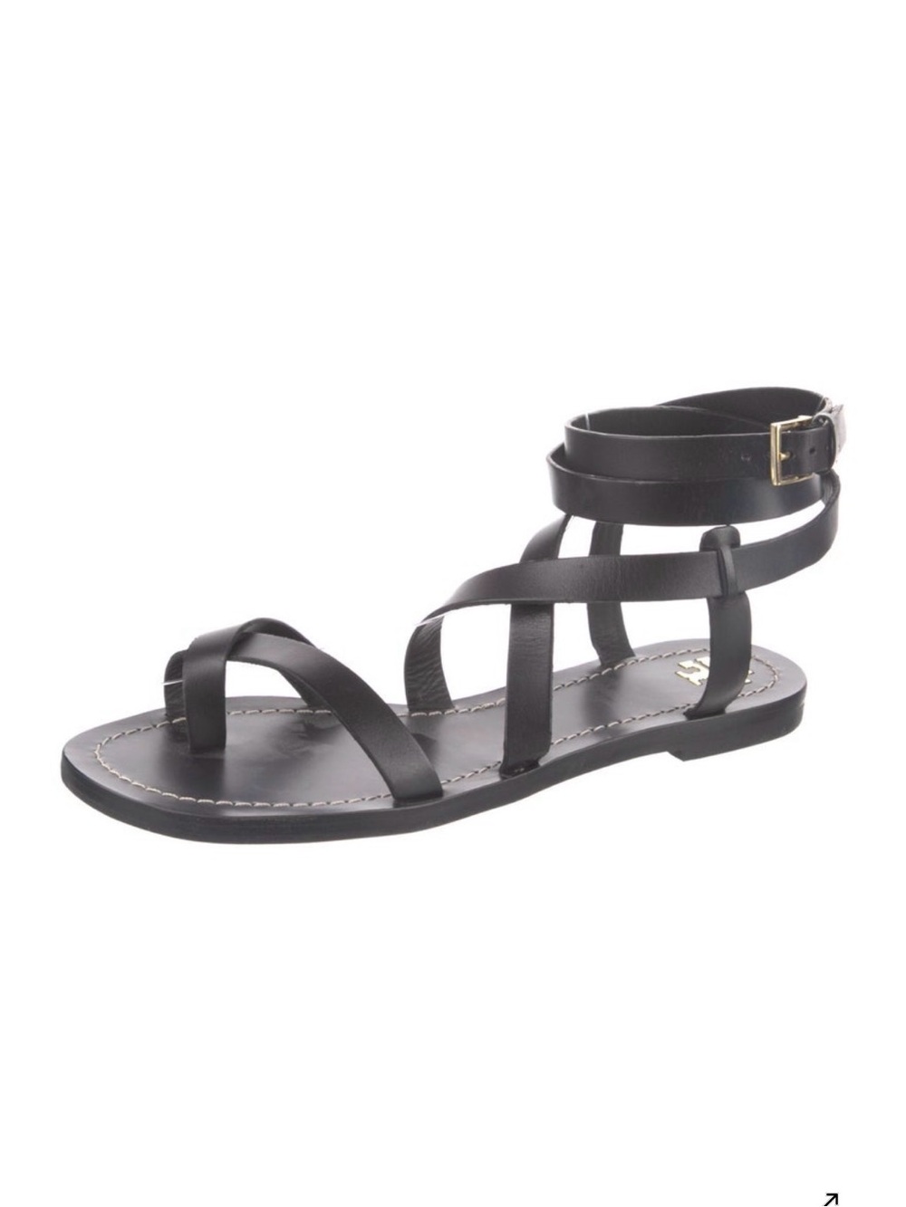 Tory Burch Patos Leather Wrap Around Gladiator Sandals Black Size 10.5 - Picture 2 of 6